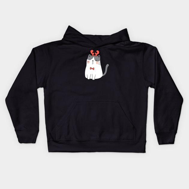 Funny Christmas Cat - Meowy Christmas Cat Kids Hoodie by Pop Cult Store